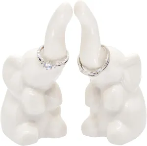 Elephant Ring Holder 2 Pack, White, Ceramic, Jewelry Storage