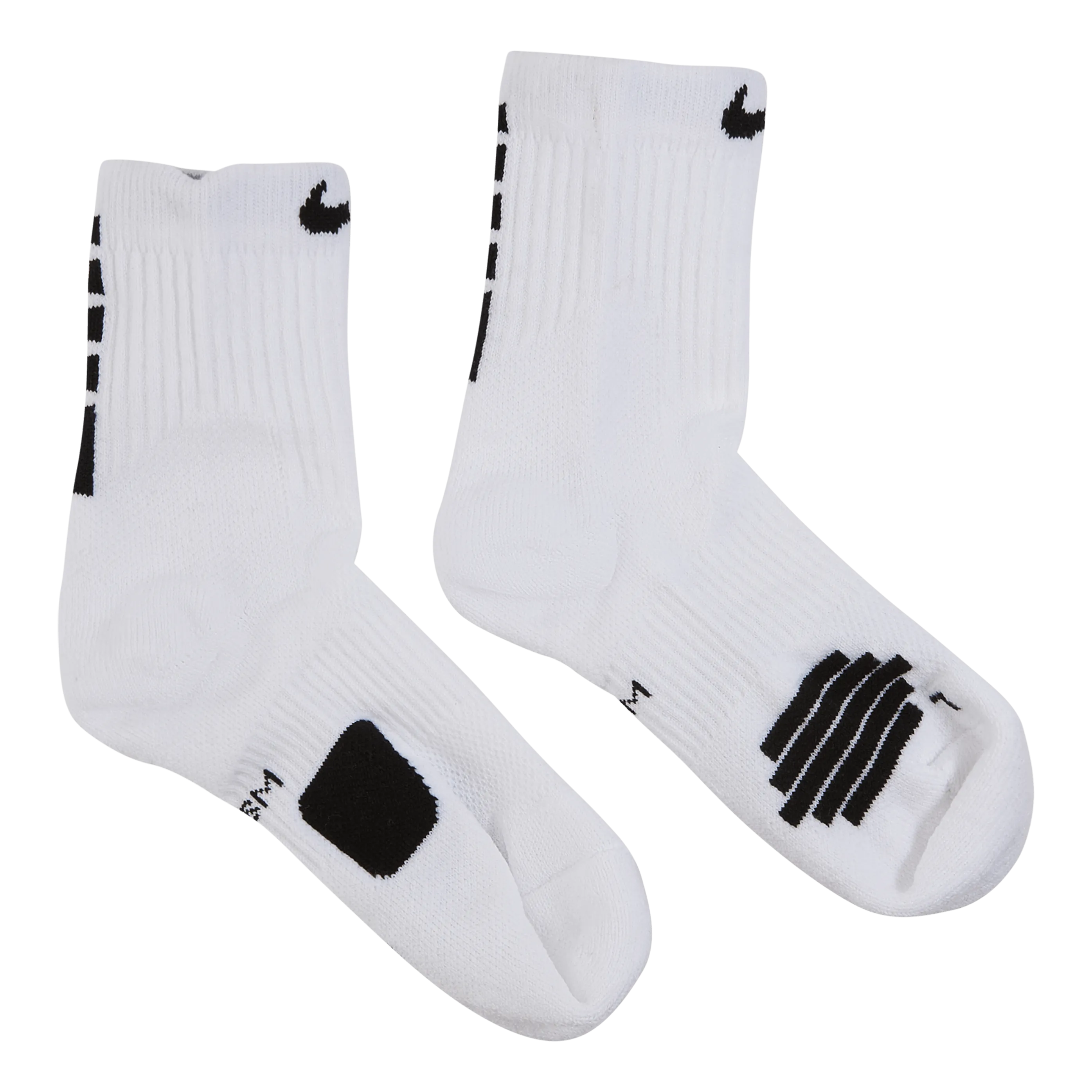 Elite Mid Basketball Socks WHITE/BLACK/BLACK