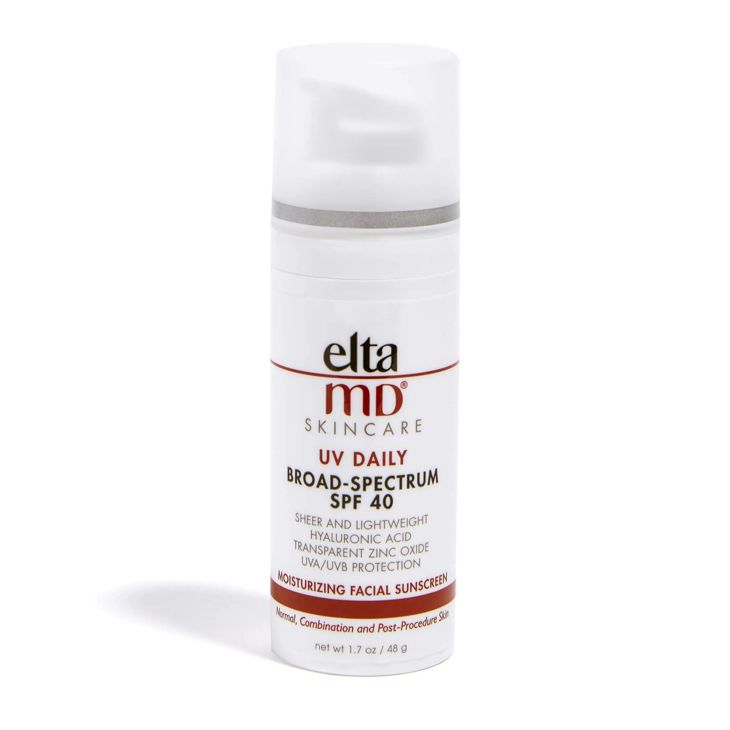 EltaMD UV Daily Moisturizer with SPF Face Sunscreen with Hyaluronic Acid, Broad Spectrum SPF 40 Face Sunscreen Moisturizer, Non greasy, Sheer Lotion, Mineral-Based Sun Protection, 1.7 oz