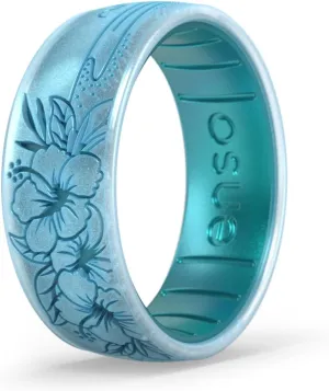 Enso Rings Etched Classic Silicone Rings - Etched Coastal Collection - Comfortable and Flexible Design