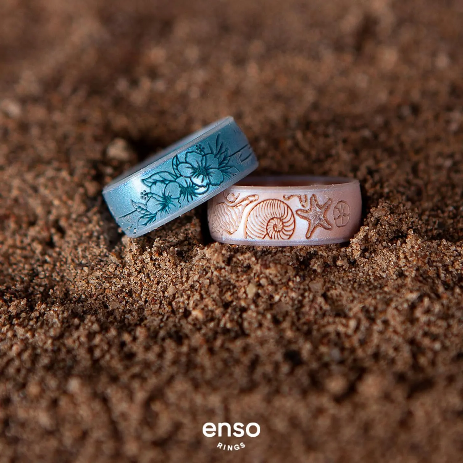 Enso Rings Etched Classic Silicone Rings - Etched Coastal Collection - Comfortable and Flexible Design