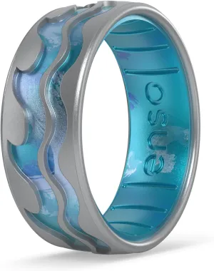 Enso Rings Etched Classic Silicone Rings - Etched Nature Collection - Comfortable and Flexible Design