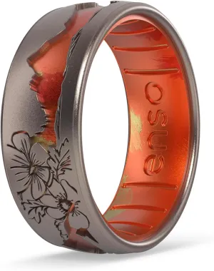 Enso Rings Etched Classic Silicone Rings - Etched Nature Collection - Comfortable and Flexible Design