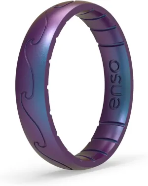 Enso Rings Etched Classic Thin Silicone Rings - Comfortable and Flexible Design - 4.3mm Wide, 1.75 Thick
