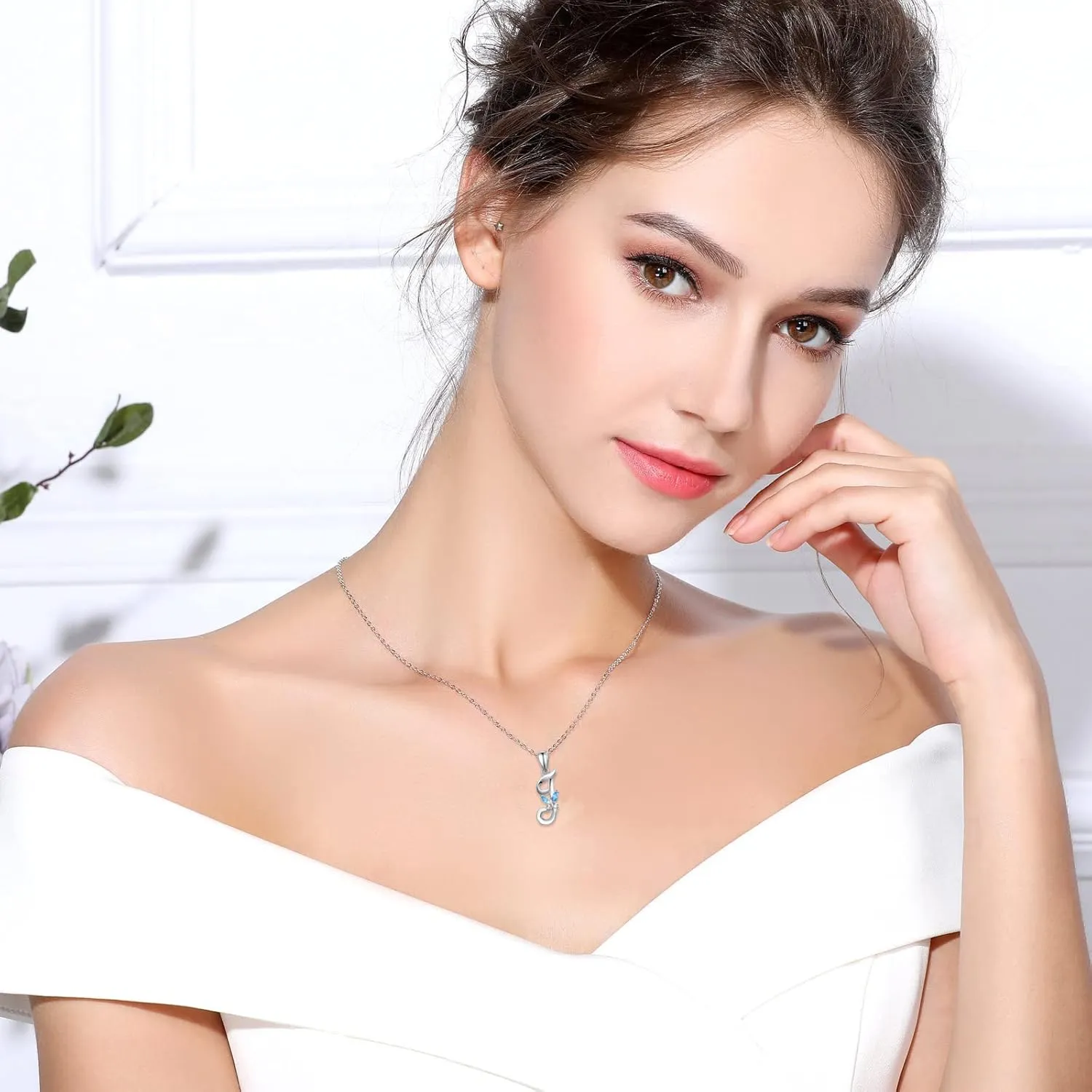 EUDORA Sterling Silver Butterfly Initial Necklaces for Women, Elegant Letter Neckles Personalized Gift for Mother, Sister, Daughter, 18 inch Chai