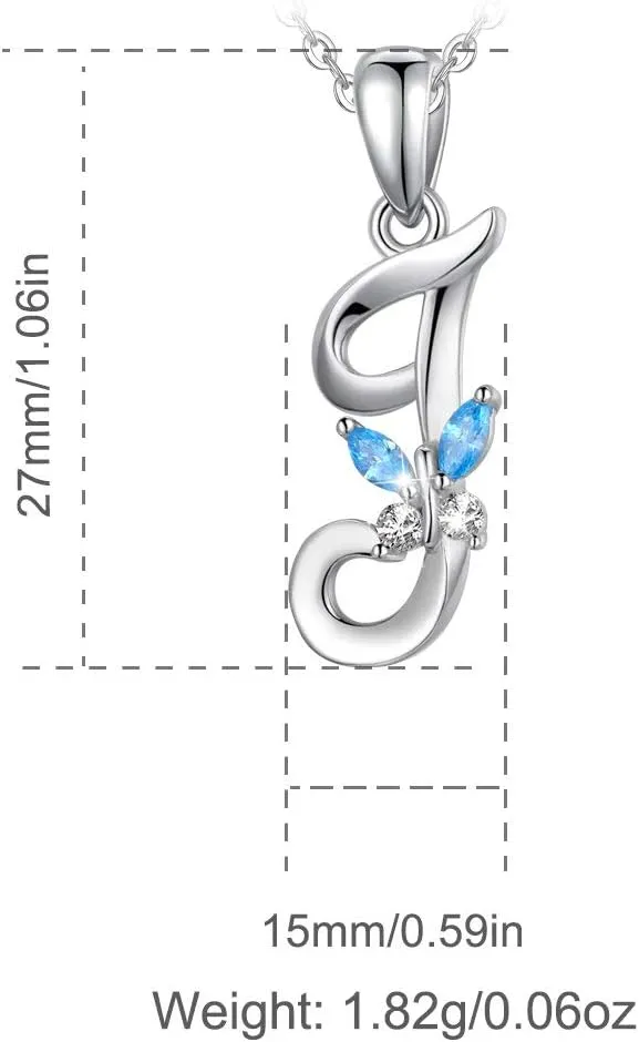 EUDORA Sterling Silver Butterfly Initial Necklaces for Women, Elegant Letter Neckles Personalized Gift for Mother, Sister, Daughter, 18 inch Chai