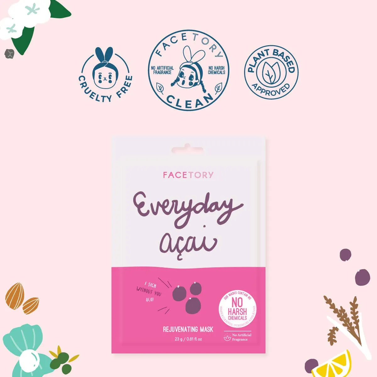 Everyday Acai Rejuvenating Mask With No Harsh Chemicals - Rejuvenating, Calming, and Balancing (Pack of 5)