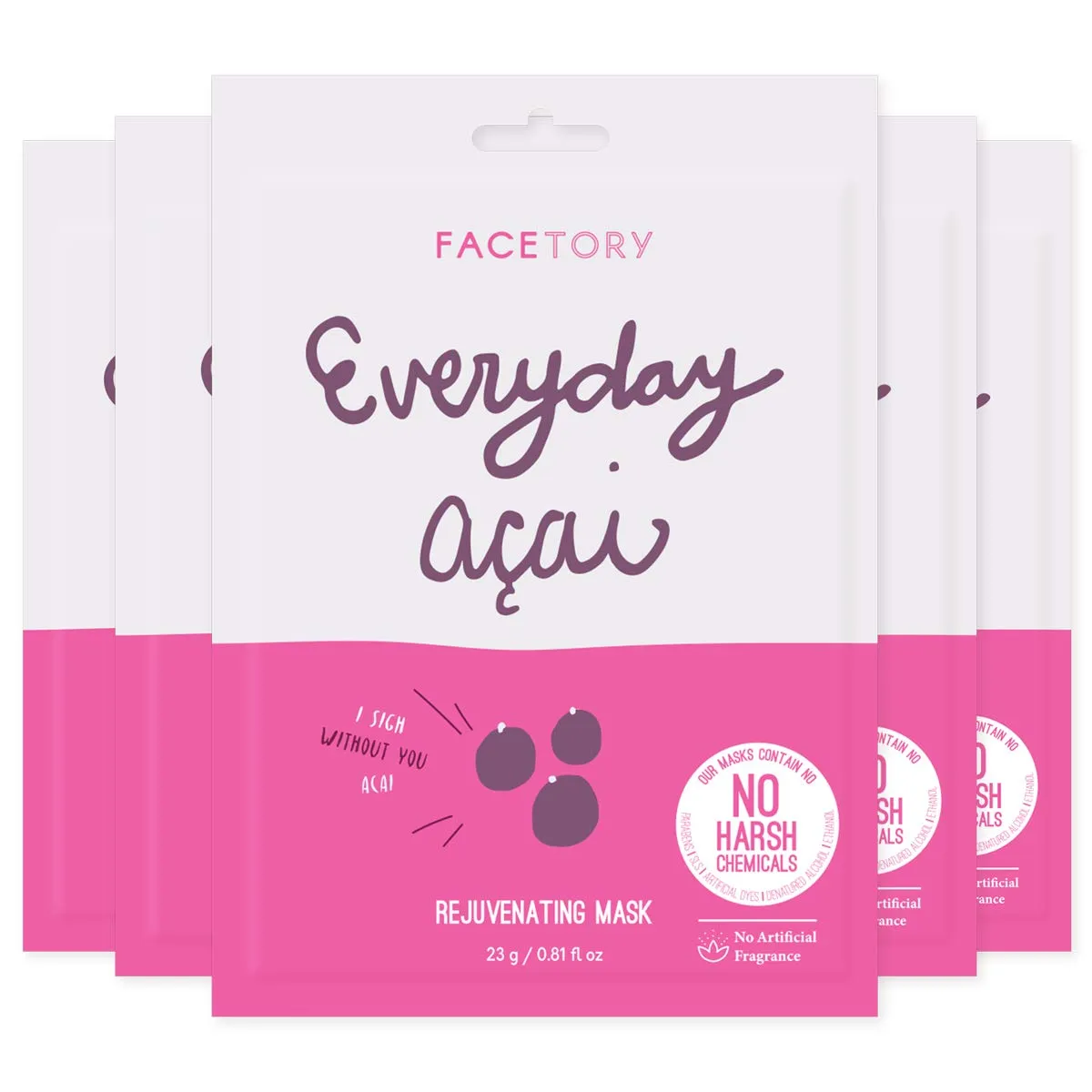 Everyday Acai Rejuvenating Mask With No Harsh Chemicals - Rejuvenating, Calming, and Balancing (Pack of 5)