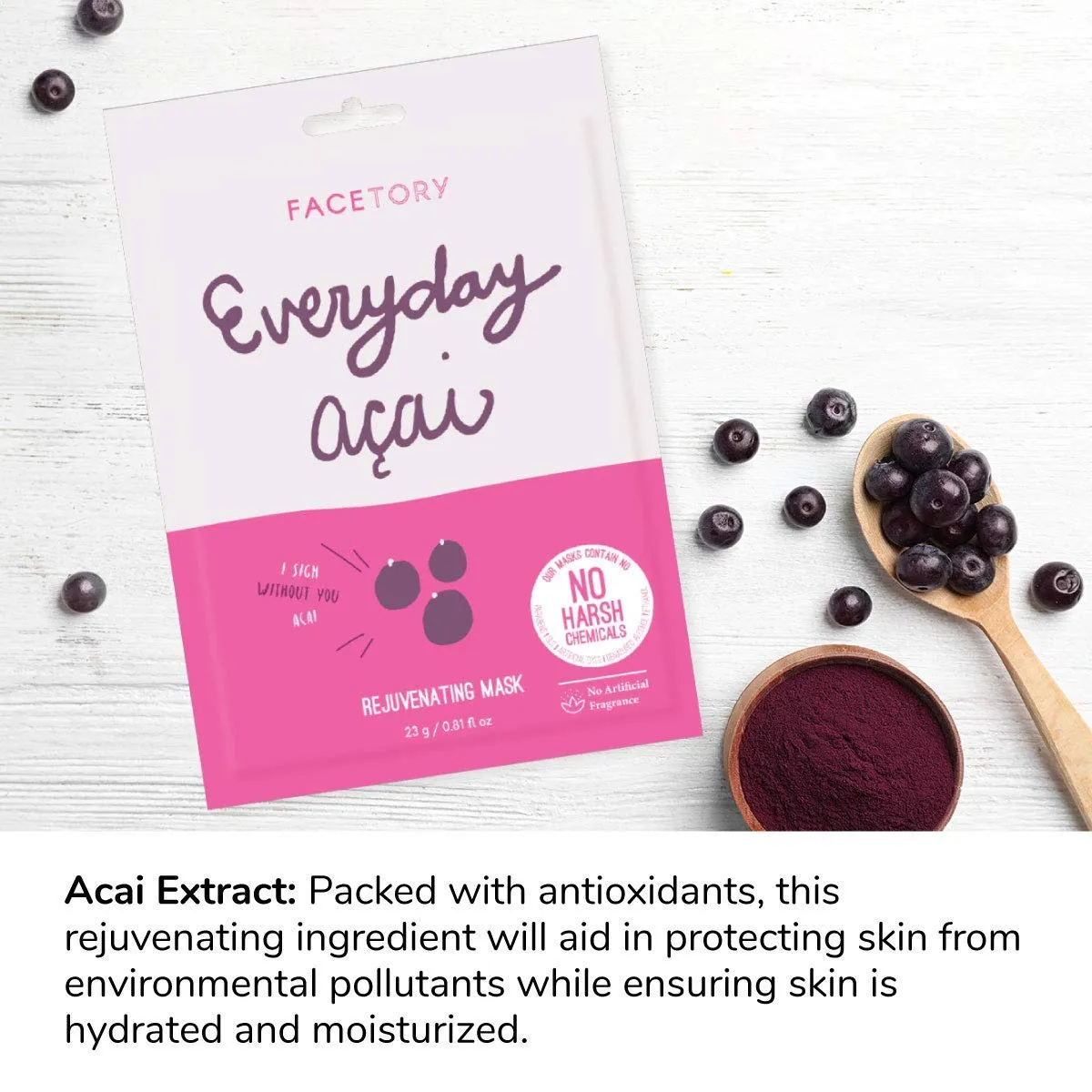 Everyday Acai Rejuvenating Mask With No Harsh Chemicals - Rejuvenating, Calming, and Balancing (Pack of 5)