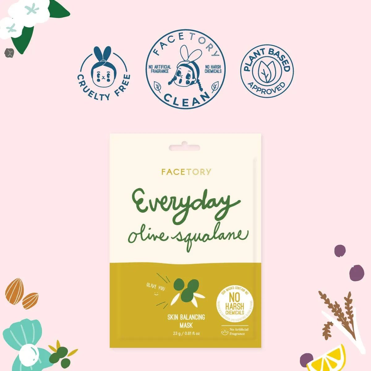 Everyday Olive Squalane Skin Balancing Mask With No Harsh Chemicals - Balancing, Rejuvenating, and Moisturizing (Pack of 5)