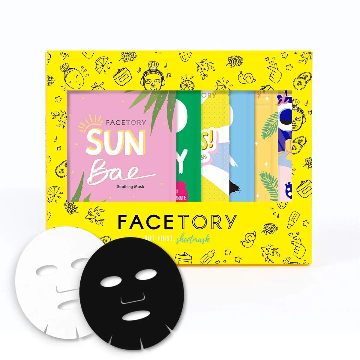 FaceTory 6 Sheet Mask Gift Set | Hydrate, Brighten, Moisturize for Glowing Skin