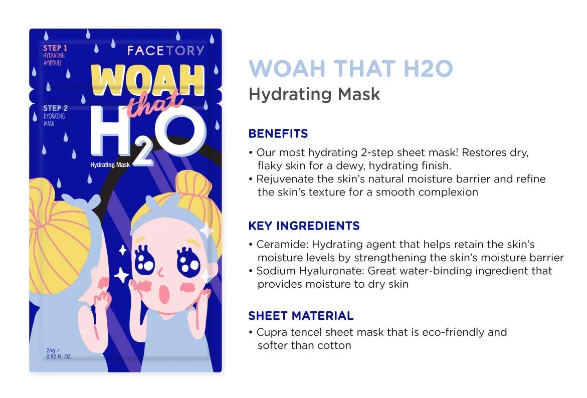 FaceTory 6 Sheet Mask Gift Set | Hydrate, Brighten, Moisturize for Glowing Skin