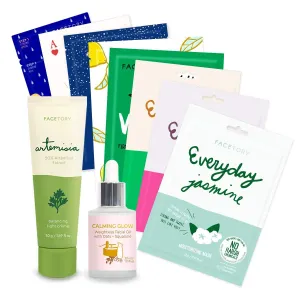 FaceTory Dry Skin Type Bundle (FaceTory Artemisia Creme, Oats Facial Oil, and 8 FaceTory Sheet Masks)