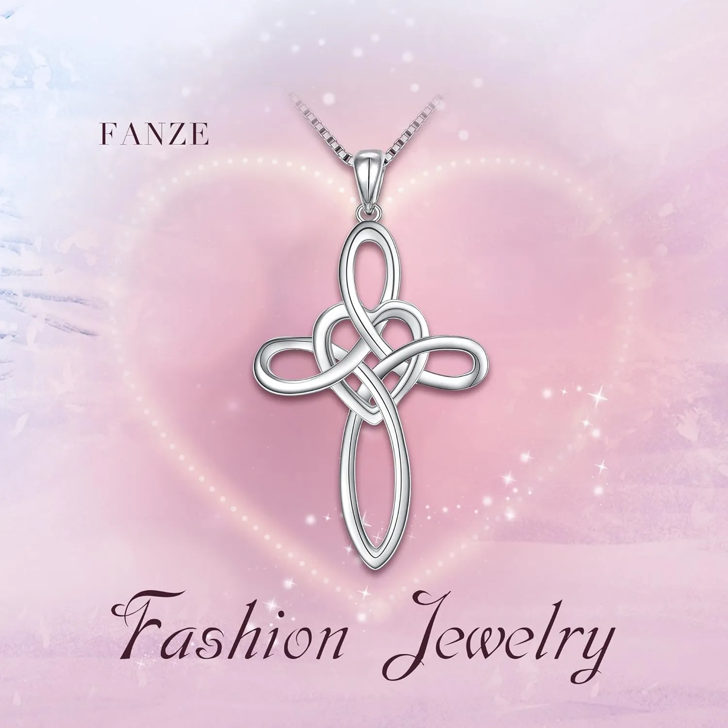FANZE Women's 925 Sterling Silver Irish Celtic Knot Triquetra Trinity Knot Timeless Geometric Pendant Necklace