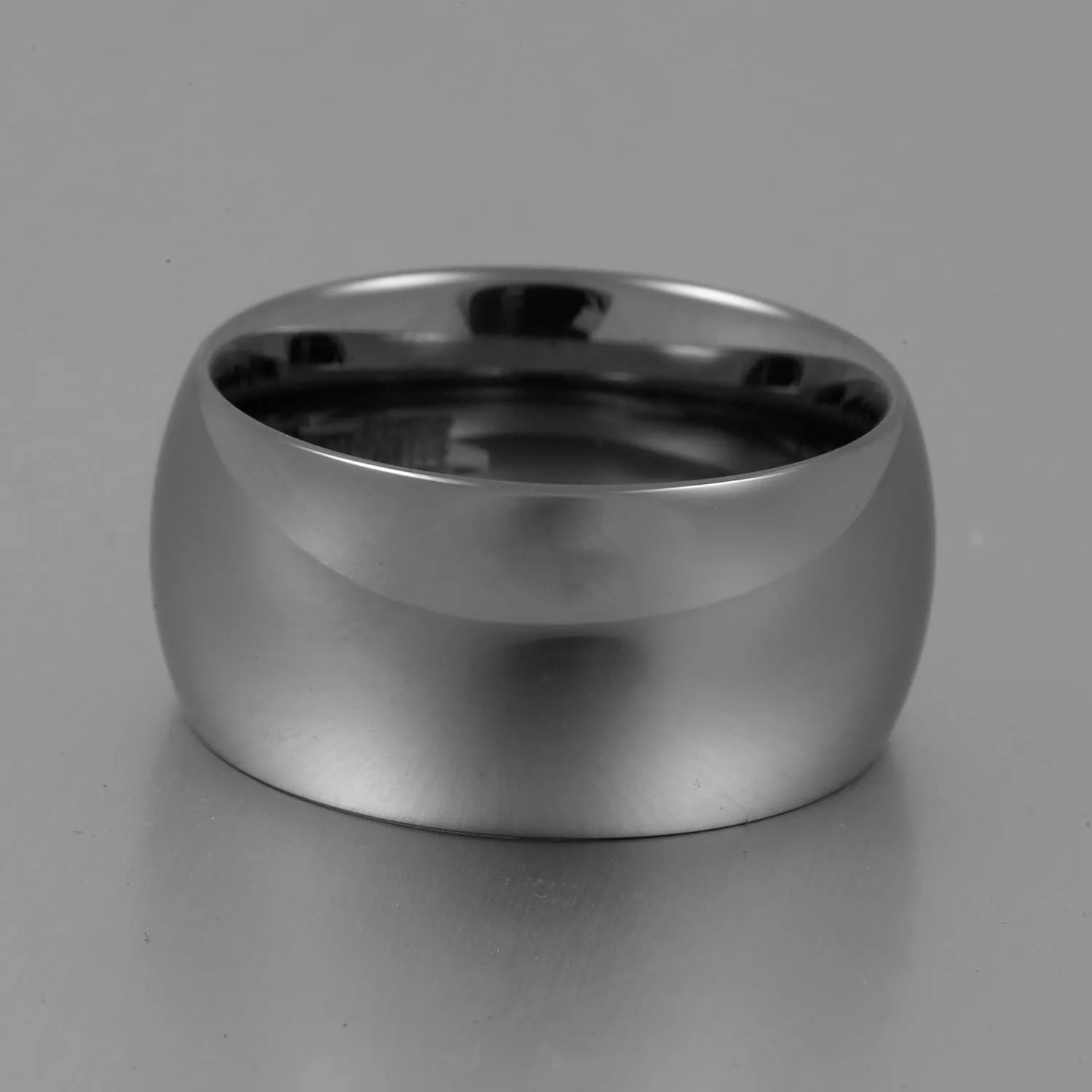 Fashion Month Mens 12mm Classic Silver Tungsten Carbide Ring Wedding Engagement Smooth Domed Wide Band High Polished