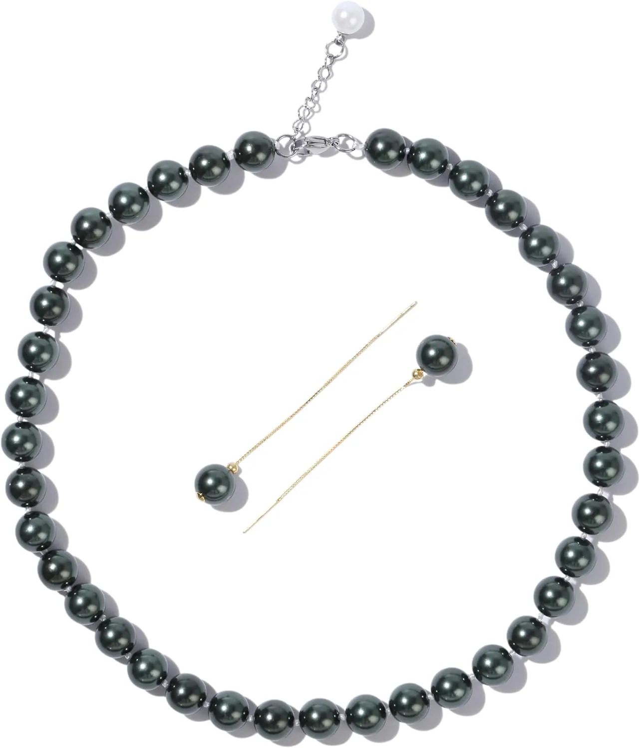 Faux Hand Knotted Glass Imitation Pearls Necklace Earring Jewelry Sets Varios colores for Women 03