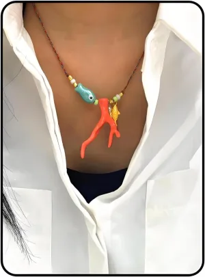 Fish Necklace, Y2k Pearl Beach Summer Pendant Necklaces Beachy Beaded Charm Non Tarnish Statement Dainty Colorful Adjustable Anniversary Holiday Jewelry Gift