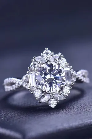 Floral 2 Carat Moissanite Crisscross Ring