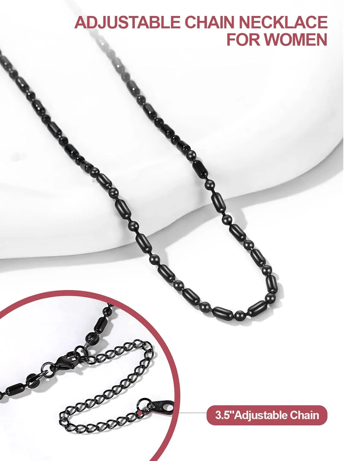 FOCALOOK Choker Necklace for Women Dainty 14K Gold Plated Double Layered Necklace Silver Black Metal Satellite Beaded Boho Choker Chain