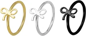 Forbidden Body Jewelry Set of 3 Nose Hoops or Cartilage Rings: 20g 8mm IP Plated Surgical Steel Bow Design Rings