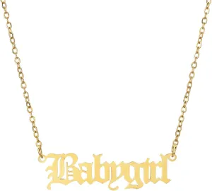 FORUBUS Elegant Old English Font Babygirl Pendant Necklace - Clavicle Chain Necklaces Jewelry for Women