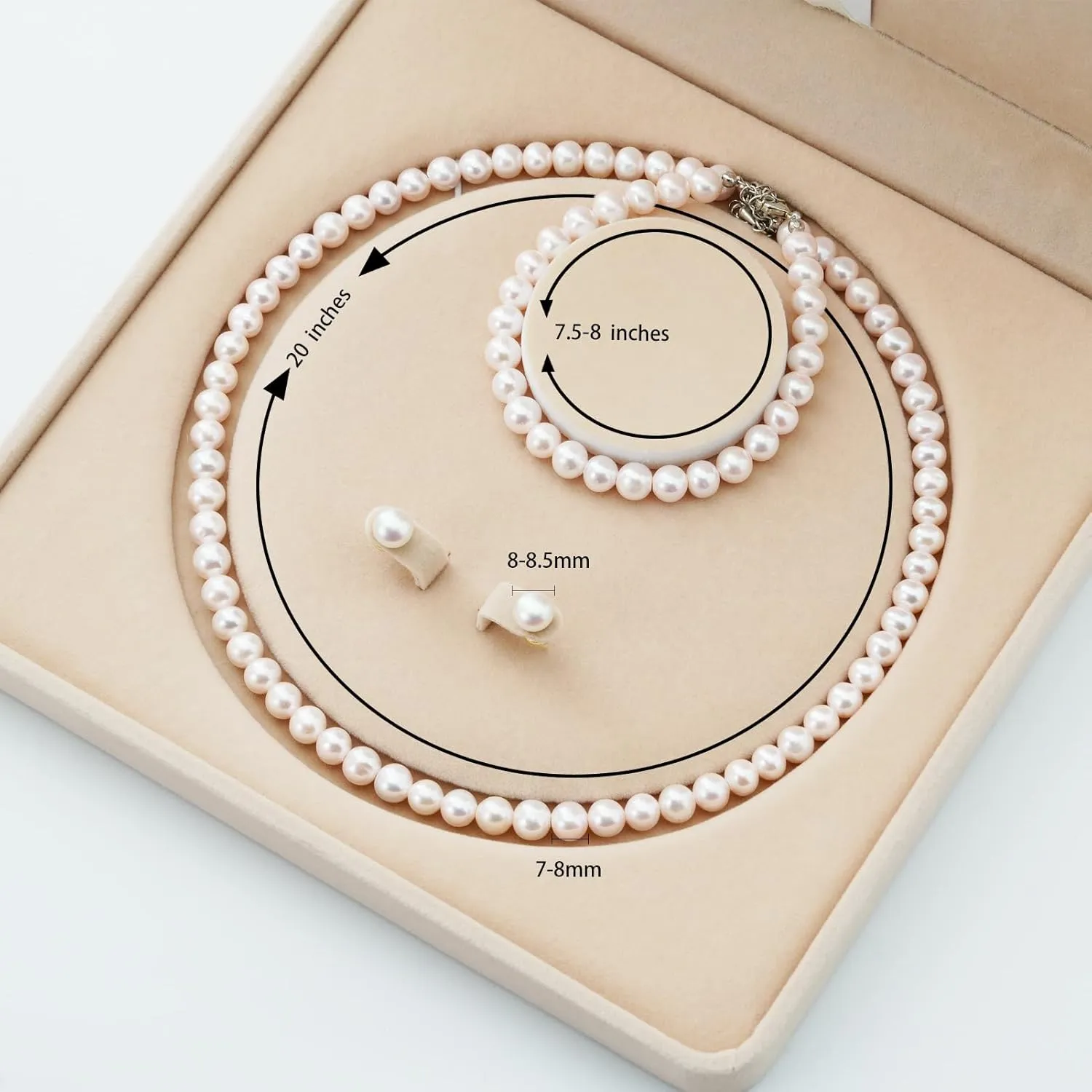 Freshwater Pearl Jewelry Set for Women,Pearl Sets for Women 3 Piece,Pearl Necklaces and Earrings for Women Includeds Pearl Necklace,Pearl Earrings,Pearl Bracelet