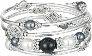FULU AUTUMN Beaded Bangle Bracelets for Women Silver Wrap Bangles Bracelet Womens Costume Jewelry Fashion Gift