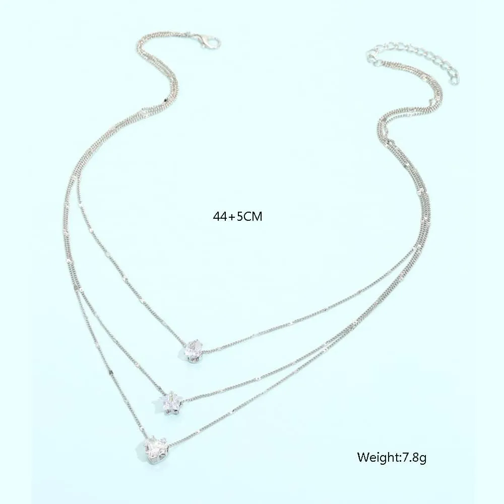 FUTIMELY Layered Choker Necklaces,Five-pointed Star,love Heart Rhinestone Pendant,Multilayer Adjustable Bohemian Layering Chain for Women