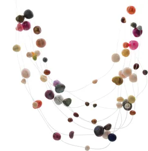 Gem Stone King 16 Inch Long 8-Row Multi-Color Cultured Freshwater Pearl Necklace for Women (Smallest Pearls: ~2MM, Largest Pearls: ~8MM)