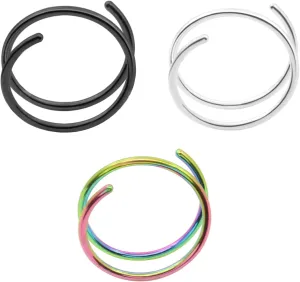 GIGB PBDK Double Nose Hoop Ring for Single Piercing Nose Hoop, Spiral Nose Hoop Twist Nose Ring Hoop For Women,Nostril Piercing Jewelry