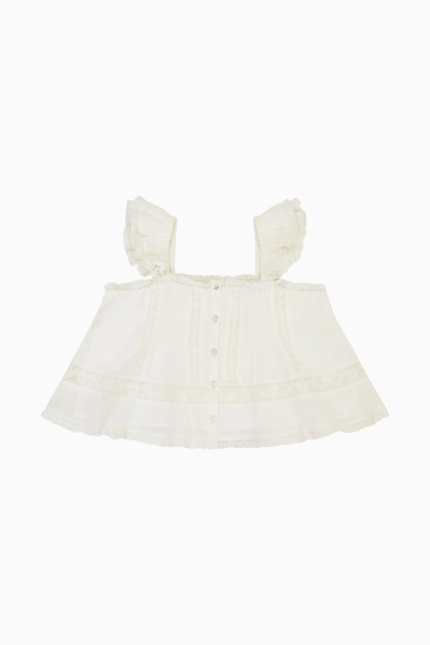 Girls Norabel Cotton Lace-Trimmed Top