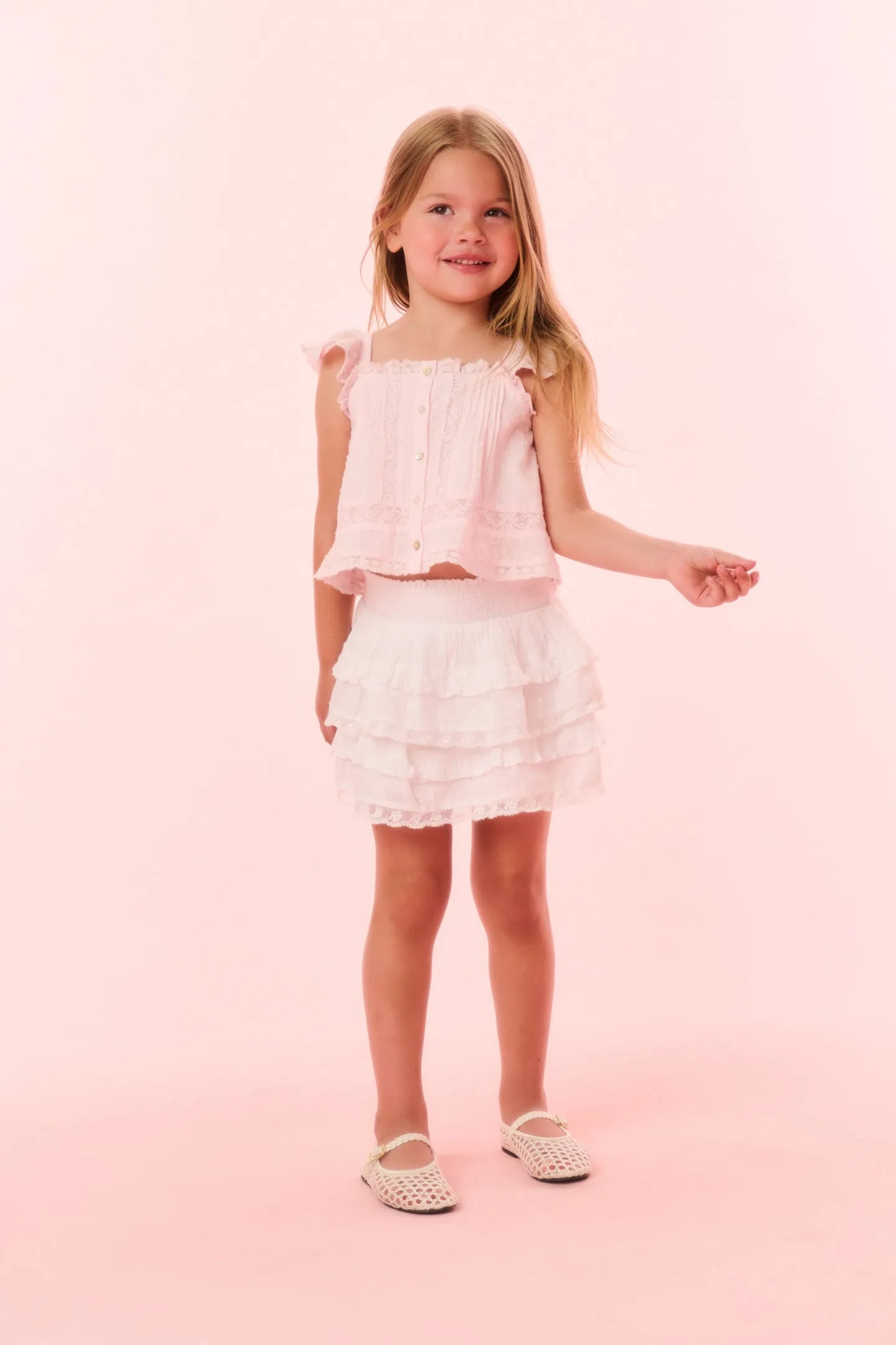Girls Norabel Cotton Lace-Trimmed Top