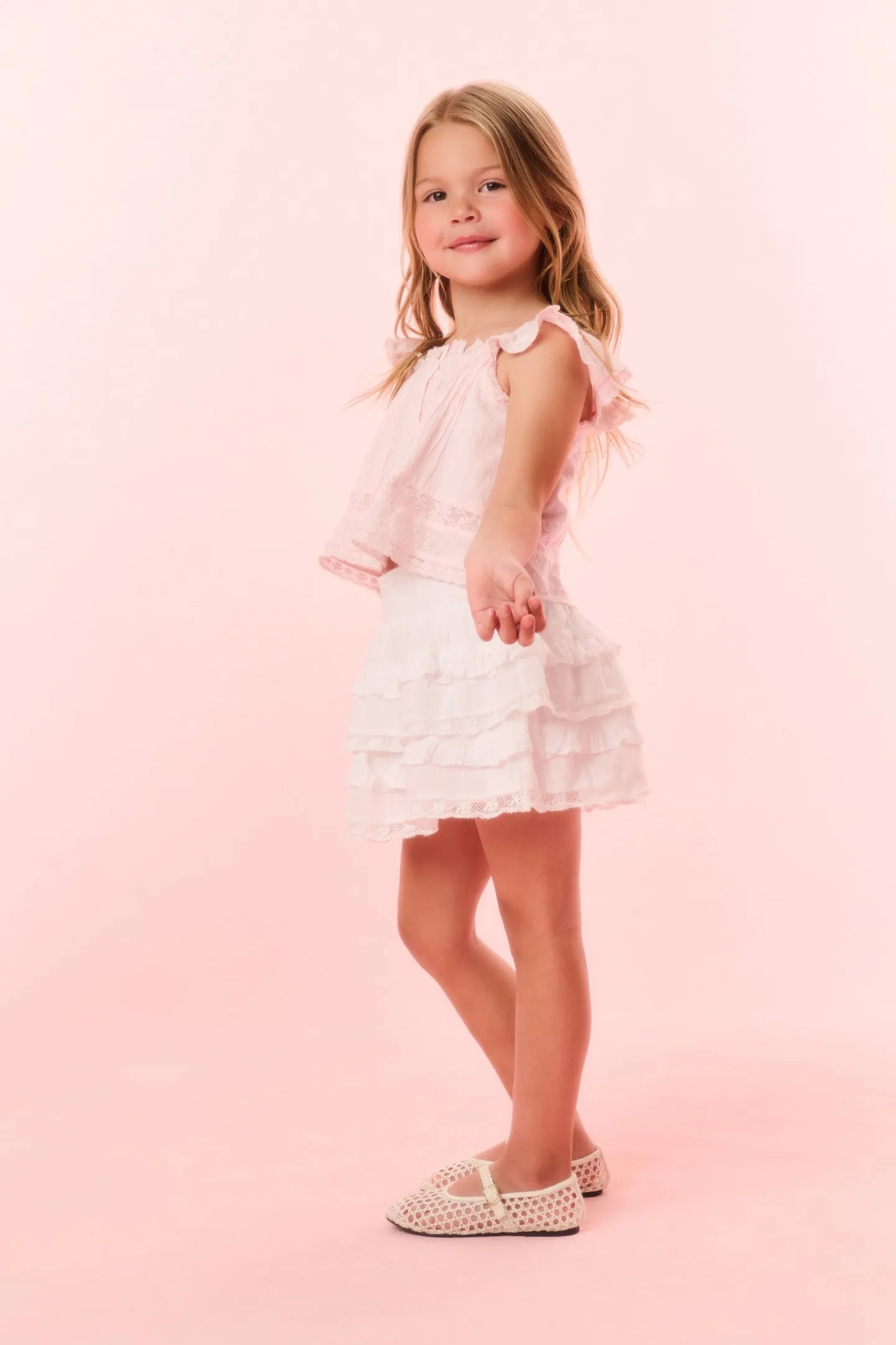 Girls Norabel Cotton Lace-Trimmed Top