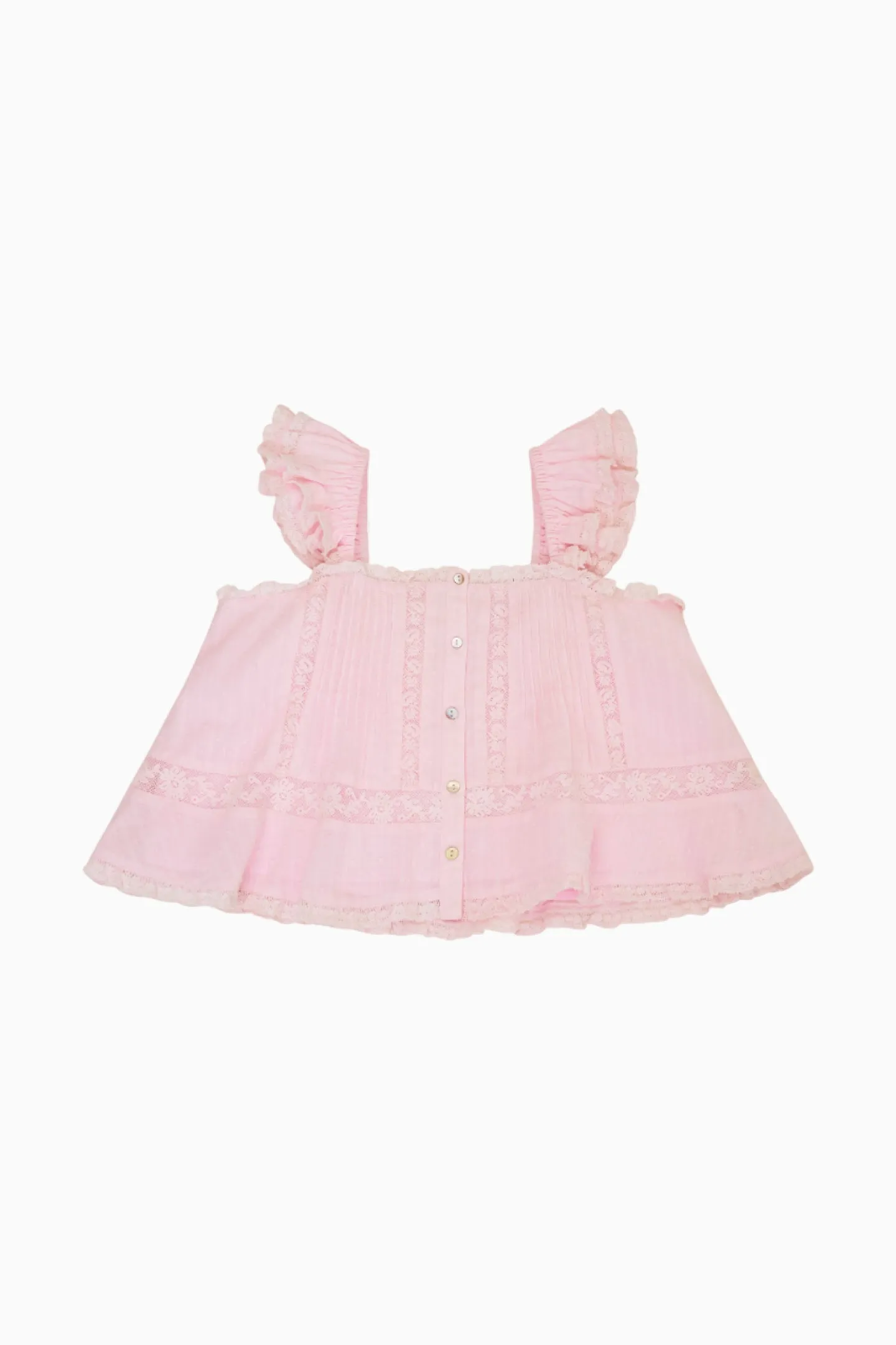 Girls Norabel Cotton Lace-Trimmed Top