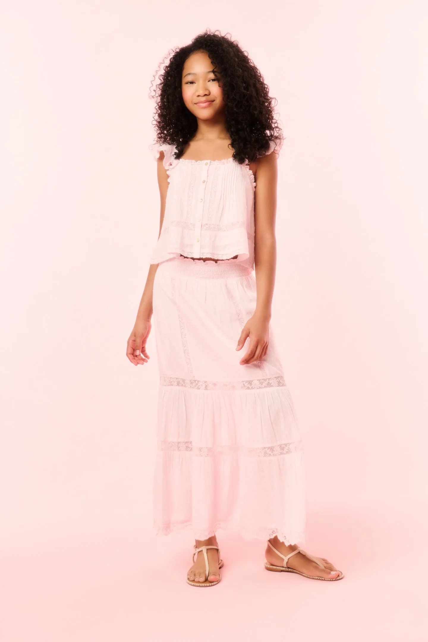 Girls Norabel Cotton Lace-Trimmed Top