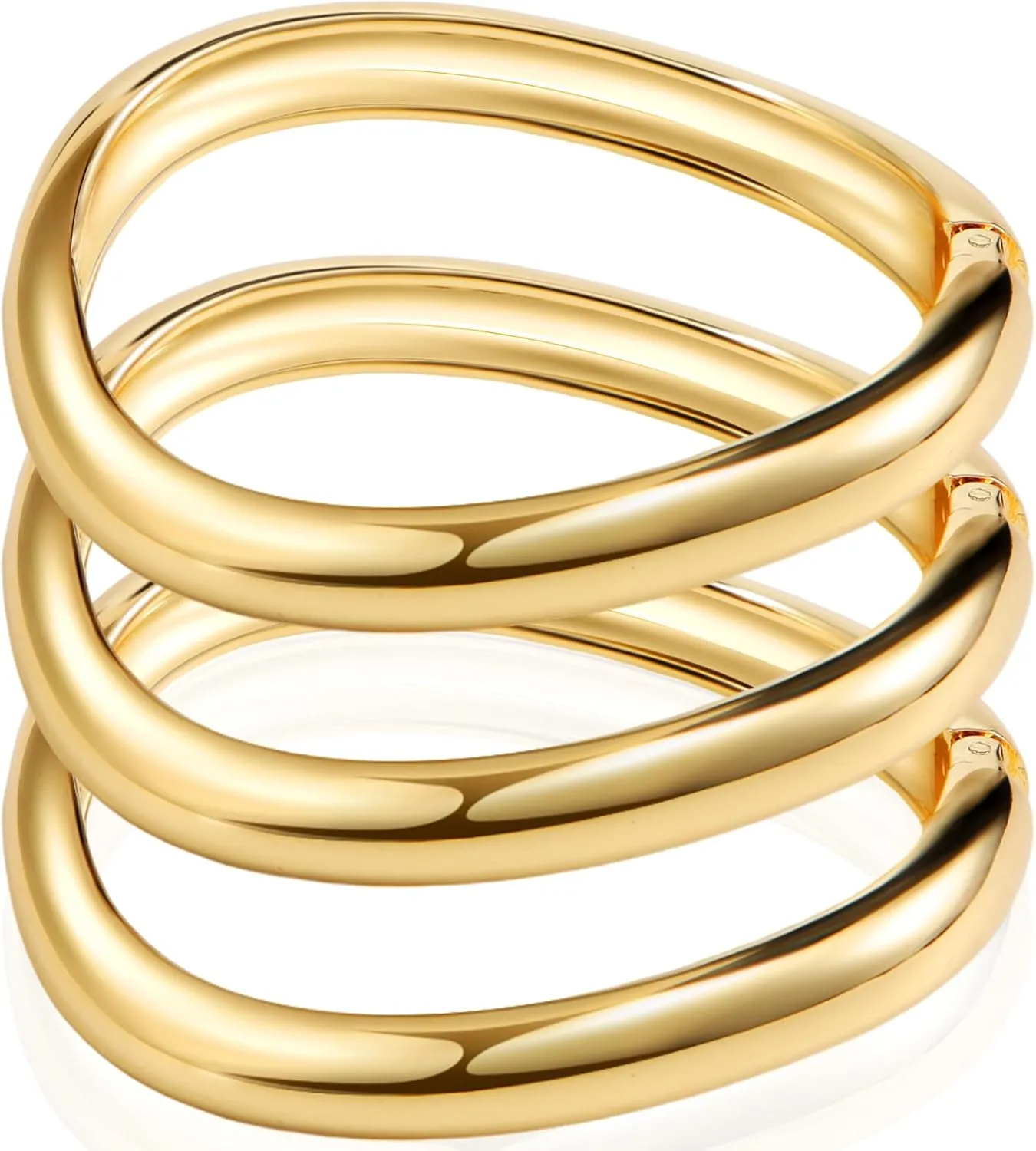 Gold Bangles Bracelets Set for Women Gold Polished Chunky Bangle Trendy Wide Chunky Cuff Bangle Jewelry Gift 3 Pcs