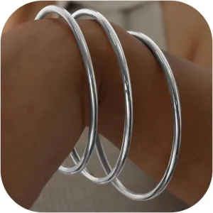 Gold Bangles for Women - 18K Gold Plated Stainless Steel Chunky Stretch Bracelets Stackable Snake Link Chain Flexible Wide Wristband Bracelets.