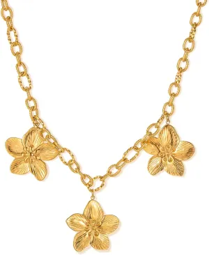 Gold Boho Flower Pendant Necklace Stainless Steel Charm Necklace for Women Fashion Beach Dainty Necklaces Summer Aesthetic Jewelry Gifts for Her