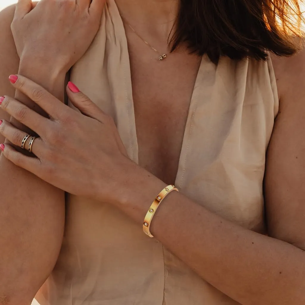 Gold Bracelets for Women,2PCS Friendship Bracelets 18K Gold Plated Cubic Zirconia Bracelet Jewelry Set for Women Wedding Party Birthday Gifts