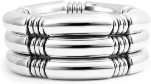 Gold Chunky Bangles Bracelets For Women 14k Gold Plated Stack Layered Curved Bamboo Tube Stretch Bracelets Gift Jewelry
