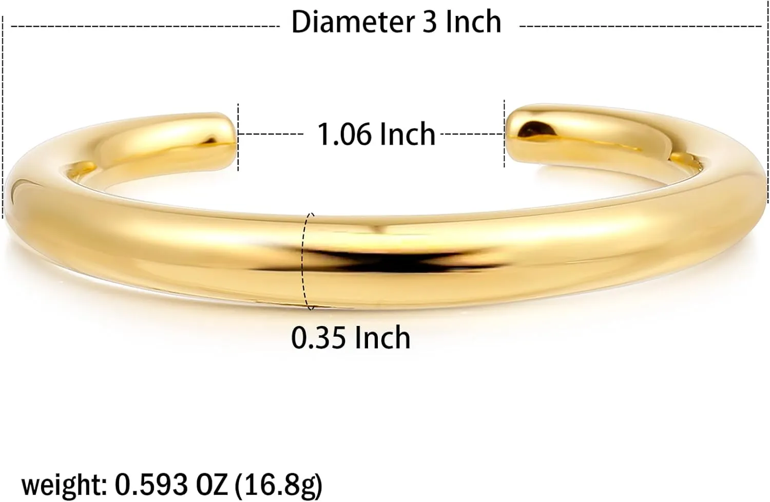 Gold Cuff Bangle Bracelets For Women Chunky 18k Gold Plated Stainless Steel Bracelet Non Tarnish Lightweigt Minimalist Jewellery Gift