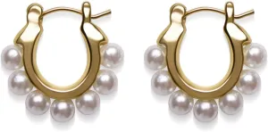 Gold Hoop Earrings, Pearl and Gold Hoops Elegant Imitation Pearl Earrings Wedding Party Luxury Accessories Women's Gifts, Stylish U-Shaped