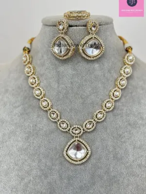 Gold Plated Kundan Victorian necklace