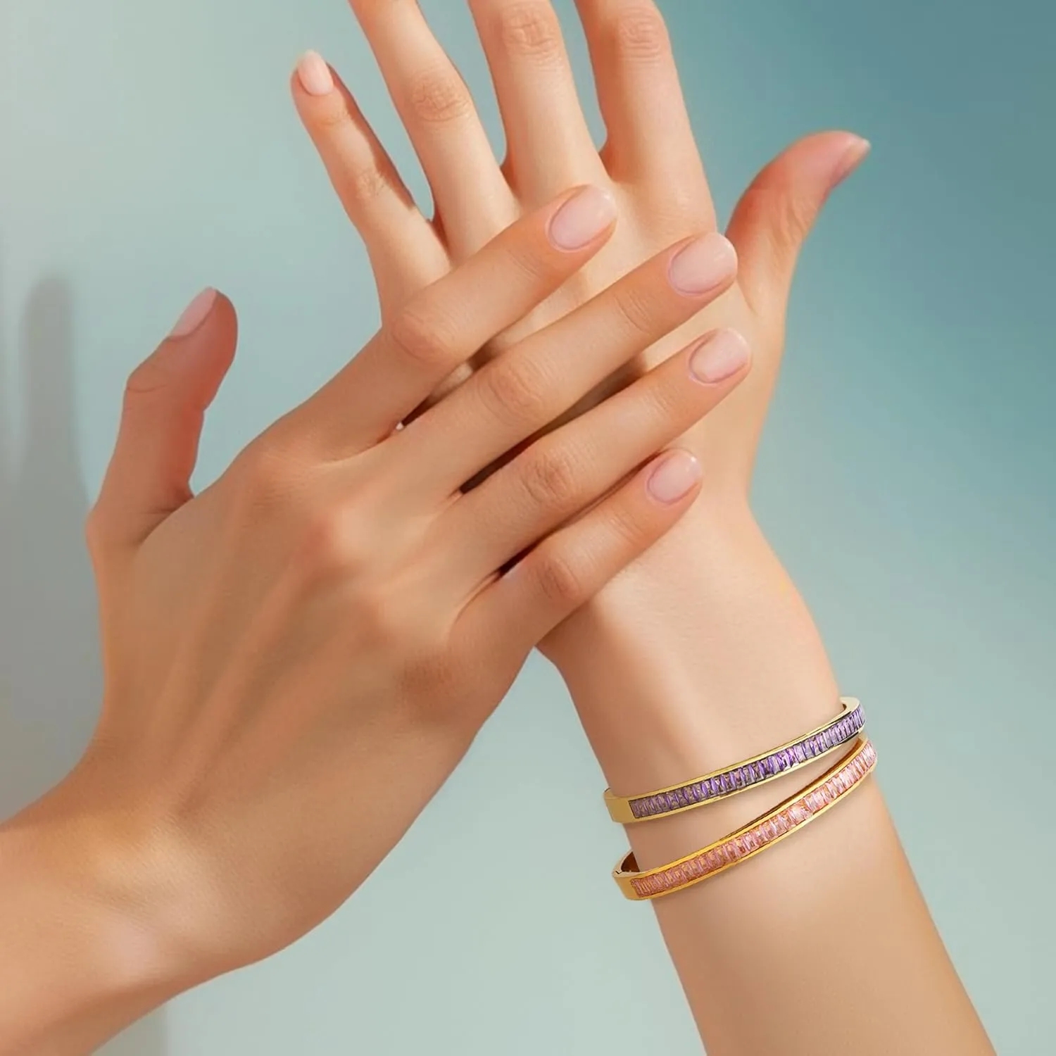 Gold Rhinestone Bangles Bracelets for Women, Chunky Crystal Stainless Steel Stackable Cuff Bracelet Prom Fashion Jewelry Gift