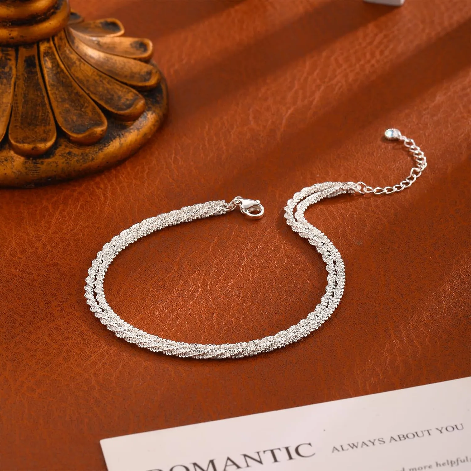 Gold/Silver Ankle Bracelets for Women,14K Gold/Silver Plated Dainty Layered Anklets for Women Trendy Bow Cuban Link Heart Beads Herringbone Rhinestone Anklets Set Gold Jewelry Gift