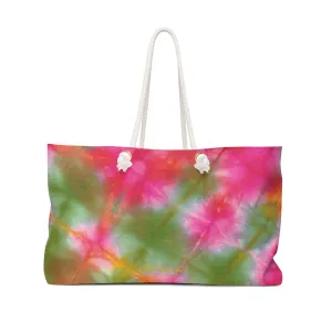 Green Pink Tie Dye Weekender Bag