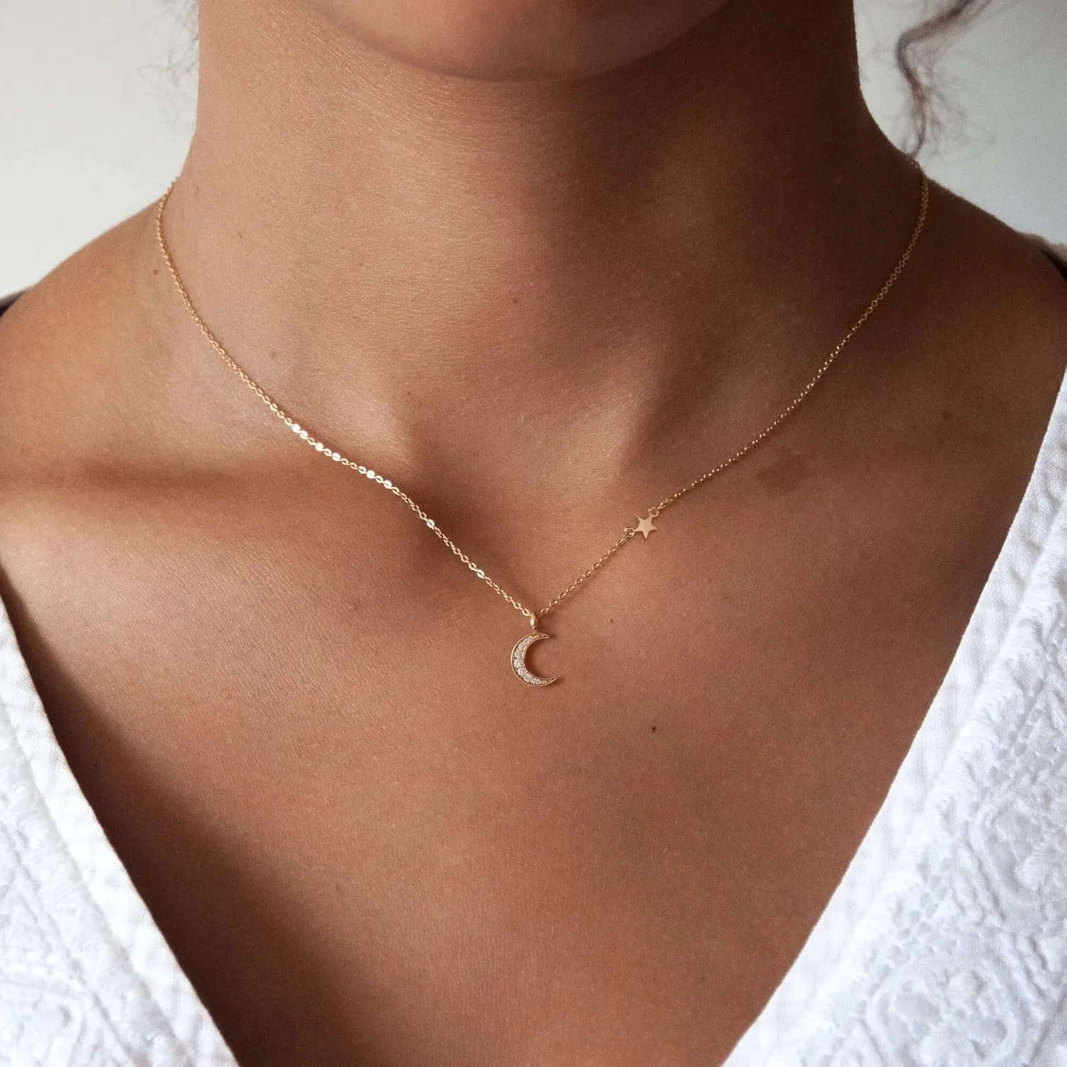 HANLI 14K Gold Plated Necklaces for Women - Dainty Butterfly, Star of David, Moon and Star, Sun, Lotus, Infinity, Hummingbird, Bee Pendant Designs - Elegant Jewelry for Women