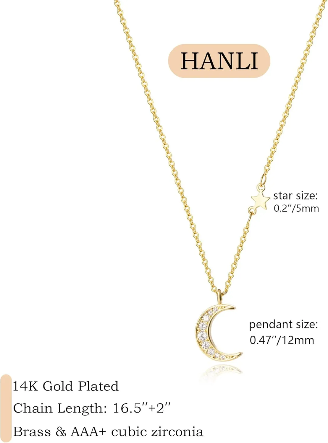 HANLI 14K Gold Plated Necklaces for Women - Dainty Butterfly, Star of David, Moon and Star, Sun, Lotus, Infinity, Hummingbird, Bee Pendant Designs - Elegant Jewelry for Women