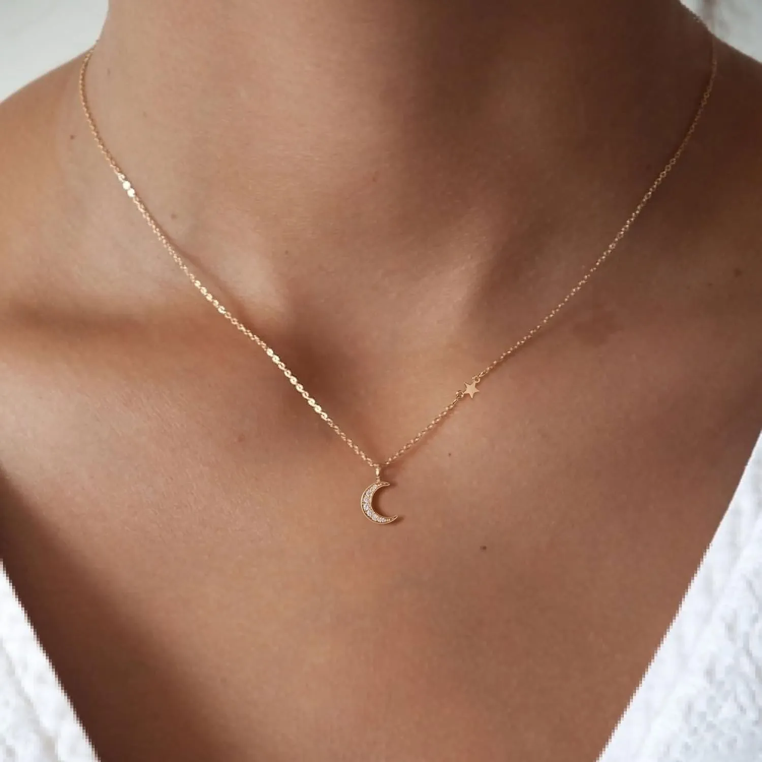 HANLI 14K Gold Plated Necklaces for Women - Dainty Butterfly, Star of David, Moon and Star, Sun, Lotus, Infinity, Hummingbird, Bee Pendant Designs - Elegant Jewelry for Women