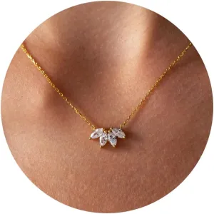 HANLI Necklaces for Women - 14K Gold/White Gold Plated for Everyday Wear | Dainty and Elegant Diamond Jewelry